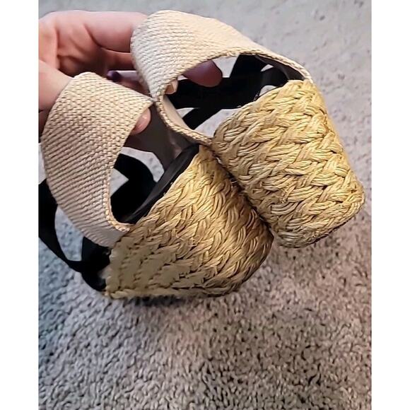 Ralph Lauren Casandra Espadrille Wedge Sandal Black Women’s Size 9B GUC - Picture 5 of 8